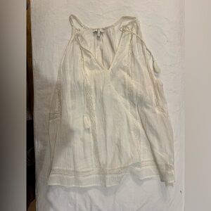 Joie light Cream Lace-Trim Sleeveless Peasant Top Large